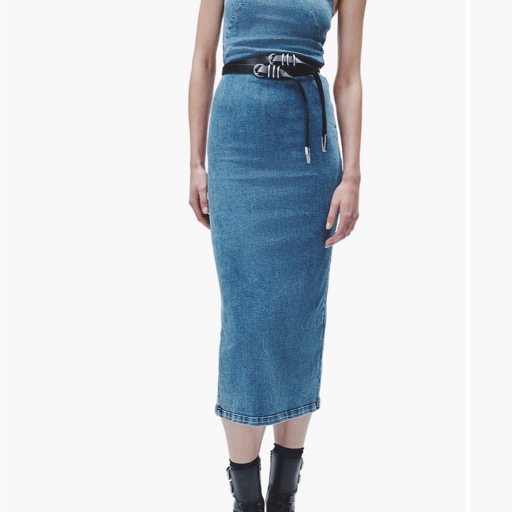 Rag & Bone Blue Denim Midi Pencil Dress